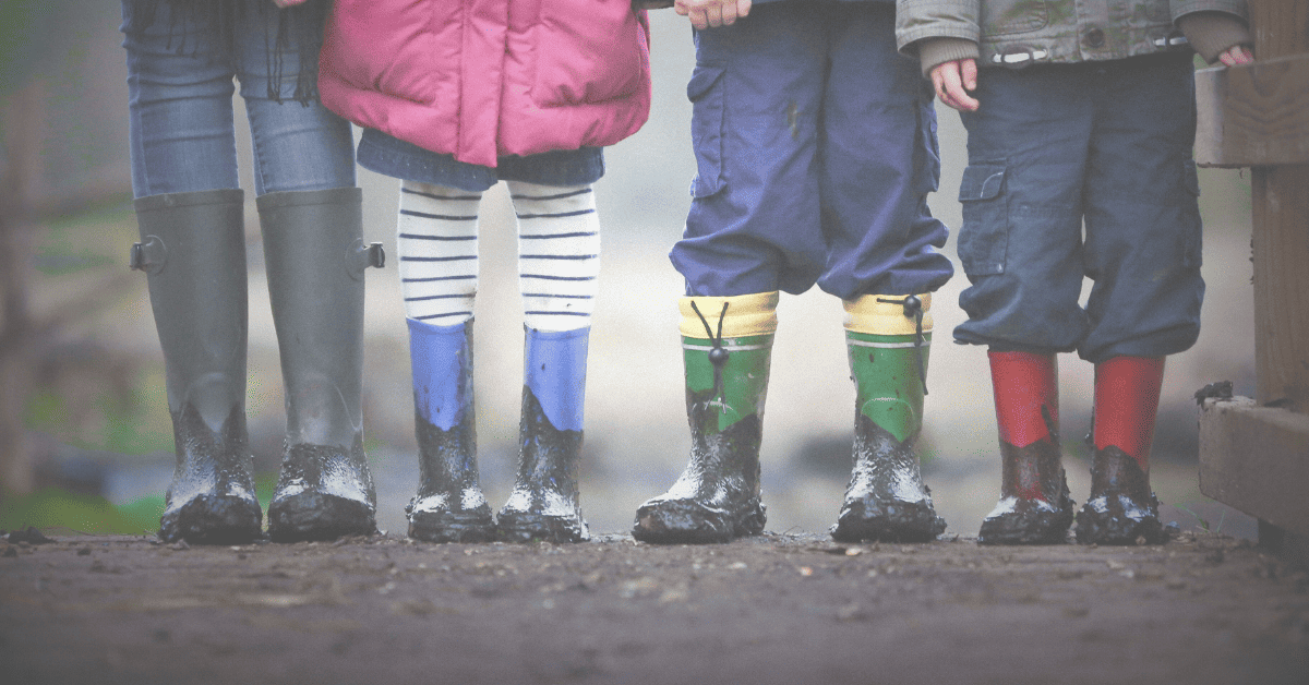 little kids wearing rainboots