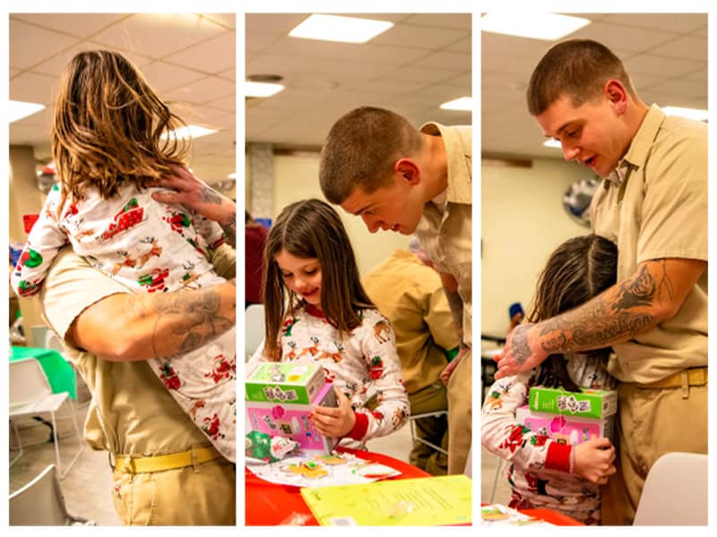incarcerated dad celebrating Christmas with daughter