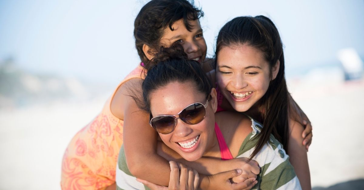 mom with two daughters
